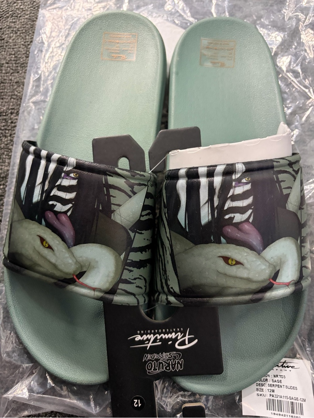 NWT 🐍 Naruto x Primitive Skateboarding Collab Mens Slides flip flops size 12